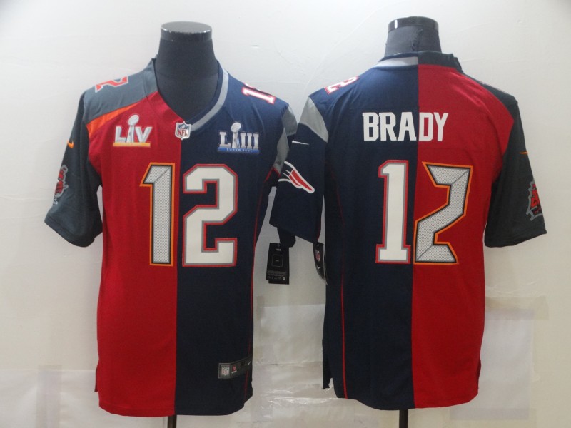 Men New England Patriots #12 Brady Blue red Super Bowl LV Nike NFL Jerseys